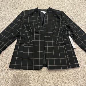 NWT Liz Claiborne Blazer Black Windowpane Sz 4 Business Casual OFfice Career